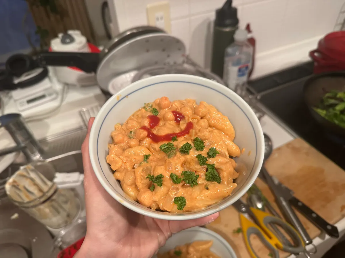 Scissor cut tofu pasta