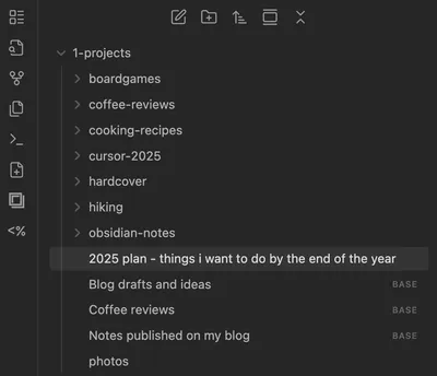 A screenshot of my current folder setup
