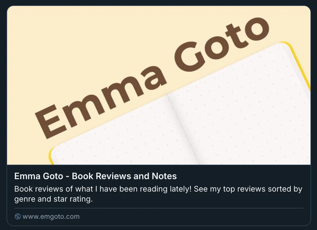 Screenshot of my books page being shared on Bluesky
